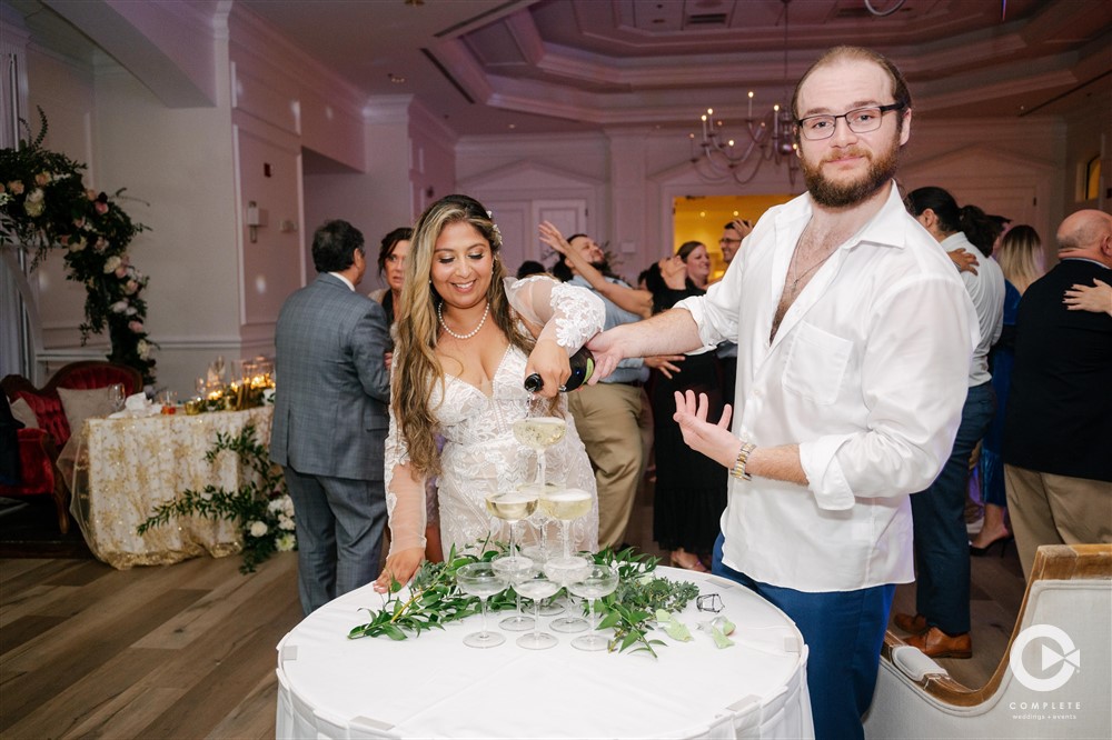 Champagne tower pour at The Club at The Strand.
