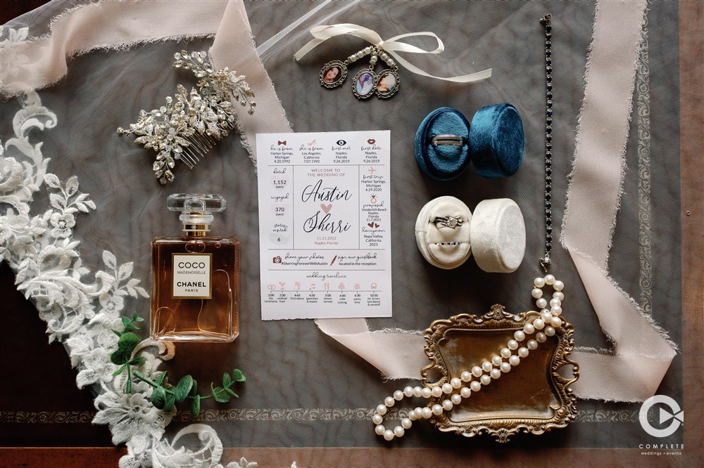 Velvety and plush wedding details for a Naples, Fl wedding.