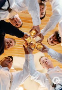 Captiva Island, Florida wedding day, groomsmen toast.