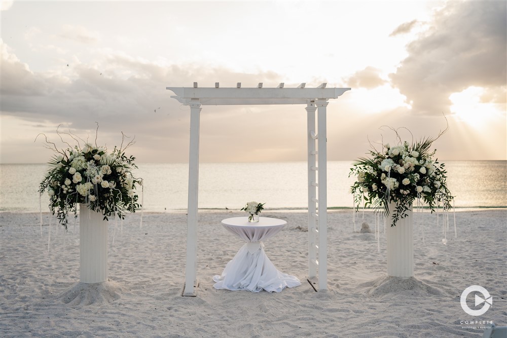 Marco Island beautiful bling beach wedding ceremony.